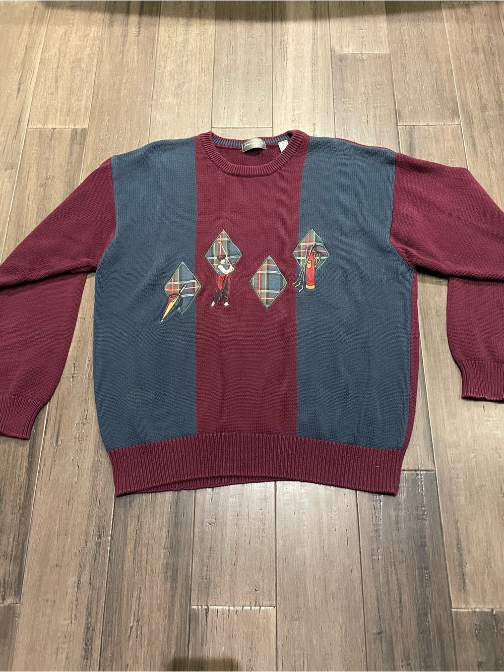 Vintage Robert Talbott Golf Sweater Mens XXL USA Made Cotton Knit Golfer Graphic